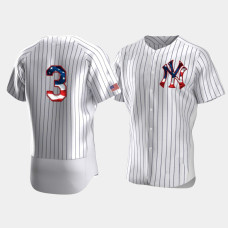 Mens New York Yankees #3 Babe Ruth White 4th of July 2020 Stars & Stripes Jersey