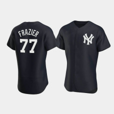 Mens New York Yankees #77 Clint Frazier Navy Authentic Team Logo 2020 Alternate Jersey Mens New York Yankees #77 Clint Frazier Navy Authentic Team Logo 2020 Alternate Jersey