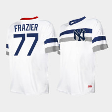 Mens New York Yankees #77 Clint Frazier Cooperstown Collection V-Neck White Jersey Mens New York Yankees #77 Clint Frazier Cooperstown Collection V-Neck White Jersey