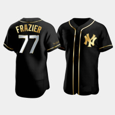Mens New York Yankees Clint Frazier #77 Black Golden Edition Authentic Jersey Mens New York Yankees Clint Frazier #77 Black Golden Edition Authentic Jersey