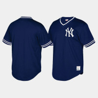 New York Yankees Cooperstown Collection Mesh V-Neck Navy Big & Tall Jersey Mens