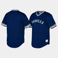 New York Yankees Cooperstown Collection Mesh Wordmark V-Neck Navy Big & Tall Jersey Mens