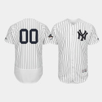 Mens New York Yankees #00 Custom White 2019 Postseason Authentic Flex Base Jersey