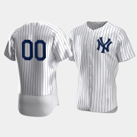 Mens New York Yankees #00 Custom White Authentic Jersey