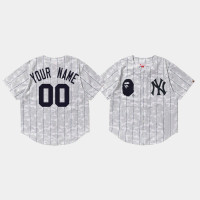 Mens New York Yankees Custom #00 White BAPE x Mitchell & Ness Jersey