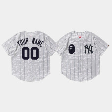 Mens New York Yankees Custom #00 White BAPE x Mitchell & Ness Jersey Mens New York Yankees Custom #00 White BAPE x Mitchell & Ness Jersey