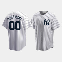 Mens New York Yankees #00 Custom Cooperstown Collection Home White Jersey