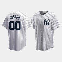 Mens New York Yankees #00 Custom Cooperstown Collection Home White Jersey