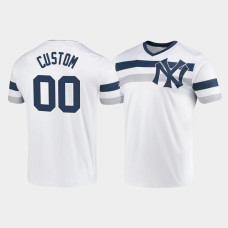 Mens New York Yankees #00 Custom White Cooperstown Collection V-Neck Jersey Mens New York Yankees #00 Custom White Cooperstown Collection V-Neck Jersey