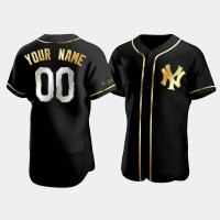 Mens New York Yankees Custom #00 Black Golden Edition Authentic Jersey