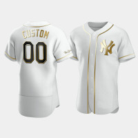 Mens New York Yankees Custom #00 White Golden Edition Authentic Jersey