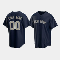 Mens New York Yankees #00 Custom Navy Replica Alternate Jersey