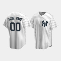 Mens New York Yankees #00 Custom White Replica Home Jersey