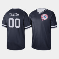 Mens New York Yankees Custom #00 Navy Cooperstown Collection V-Neck Legend Jersey
