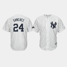 New York Yankees Mens #24 Gary Sanchez 2019 Postseason White Official Cool Base Jersey New York Yankees Mens #24 Gary Sanchez 2019 Postseason White Official Cool Base Jersey