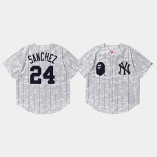 Mens New York Yankees Gary Sanchez #24 White BAPE x Mitchell & Ness Jersey Mens New York Yankees Gary Sanchez #24 White BAPE x Mitchell & Ness Jersey