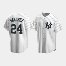 Mens New York Yankees #24 Gary Sanchez White Replica Home Jersey Mens New York Yankees #24 Gary Sanchez White Replica Home Jersey