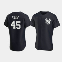 Mens New York Yankees #45 Gerrit Cole Navy Authentic Team Logo 2020 Alternate Jersey Mens New York Yankees #45 Gerrit Cole Navy Authentic Team Logo 2020 Alternate Jersey
