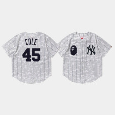 Mens New York Yankees Gerrit Cole #45 White BAPE x Mitchell & Ness Jersey Mens New York Yankees Gerrit Cole #45 White BAPE x Mitchell & Ness Jersey
