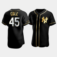 Mens New York Yankees Gerrit Cole #45 Black Golden Edition Authentic Jersey