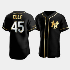 Mens New York Yankees Gerrit Cole #45 Black Golden Edition Authentic Jersey Mens New York Yankees Gerrit Cole #45 Black Golden Edition Authentic Jersey