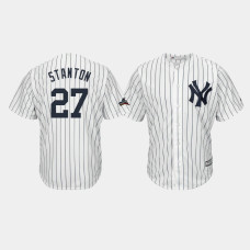 New York Yankees Mens #27 Giancarlo Stanton 2019 Postseason White Official Cool Base Jersey New York Yankees Mens #27 Giancarlo Stanton 2019 Postseason White Official Cool Base Jersey