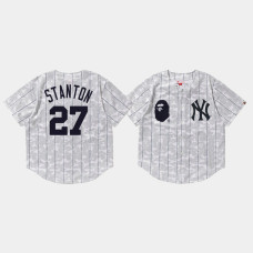 Mens New York Yankees Giancarlo Stanton #27 White BAPE x Mitchell & Ness Jersey Mens New York Yankees Giancarlo Stanton #27 White BAPE x Mitchell & Ness Jersey