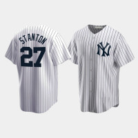 Mens New York Yankees #27 Giancarlo Stanton Cooperstown Collection Home White Jersey