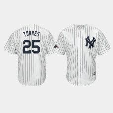 New York Yankees Mens #25 Gleyber Torres 2019 Postseason White Official Cool Base Jersey New York Yankees Mens #25 Gleyber Torres 2019 Postseason White Official Cool Base Jersey