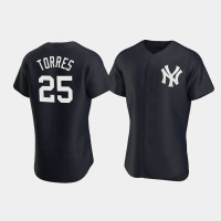 Mens New York Yankees #25 Gleyber Torres Navy Authentic Team Logo 2020 Alternate Jersey Mens New York Yankees #25 Gleyber Torres Navy Authentic Team Logo 2020 Alternate Jersey