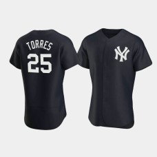 Mens New York Yankees #25 Gleyber Torres Navy Authentic Team Logo 2020 Alternate Jersey Mens New York Yankees #25 Gleyber Torres Navy Authentic Team Logo 2020 Alternate Jersey