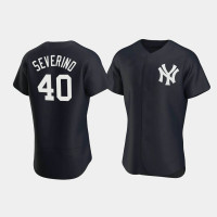 Mens New York Yankees #40 Luis Severino Navy Authentic Team Logo 2020 Alternate Jersey