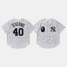 Mens New York Yankees Luis Severino #40 White BAPE x Mitchell & Ness Jersey Mens New York Yankees Luis Severino #40 White BAPE x Mitchell & Ness Jersey