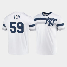 Mens New York Yankees #59 Luke Voit White Cooperstown Collection V-Neck Jersey Mens New York Yankees #59 Luke Voit White Cooperstown Collection V-Neck Jersey