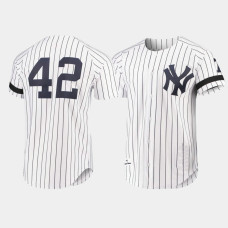 New York Yankees #42 Mariano Rivera Cooperstown Collection Authentic White Mitchell & Ness Jersey Mens New York Yankees #42 Mariano Rivera Cooperstown Collection Authentic White Mitchell & Ness Jersey Mens