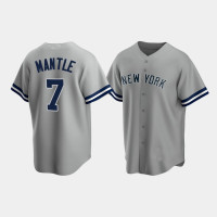 Mens New York Yankees #7 Mickey Mantle Gray Replica Road Jersey Mens New York Yankees #7 Mickey Mantle Gray Replica Road Jersey