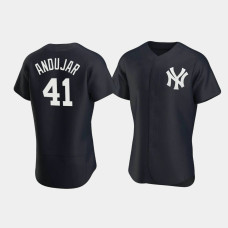 Mens New York Yankees #41 Miguel Andujar Navy Authentic Team Logo 2020 Alternate Jersey Mens New York Yankees #41 Miguel Andujar Navy Authentic Team Logo 2020 Alternate Jersey