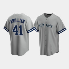 Mens New York Yankees #41 Miguel Andujar Gray Replica Road Jersey Mens New York Yankees #41 Miguel Andujar Gray Replica Road Jersey