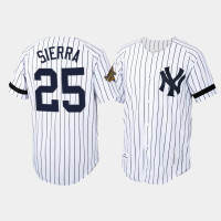 Mens New York Yankees #25 Ruben Sierra Cooperstown Collection Authentic Home White Jersey