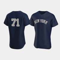 Mens New York Yankees #71 Thairo Estrada Navy Authentic Alternate Jersey