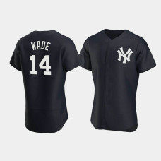 Mens New York Yankees #14 Tyler Wade Navy Authentic Team Logo Alternate Jersey