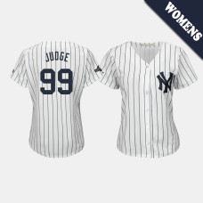 Womens New York Yankees #99 Aaron Judge 2019 Postseason White Official Cool Base Jersey Womens New York Yankees #99 Aaron Judge 2019 Postseason White Official Cool Base Jersey
