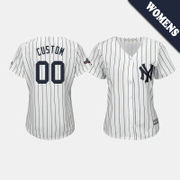 Womens New York Yankees #00 Custom 2019 Postseason White Official Cool Base Jersey Womens New York Yankees #00 Custom 2019 Postseason White Official Cool Base Jersey