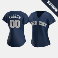 Womens New York Yankees #00 Custom Navy 2020 Replica Alternate Jersey