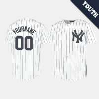Youth New York Yankees Custom #00 White Replica Home Jersey