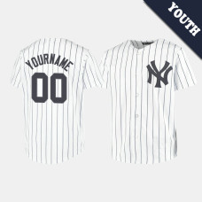 Youth New York Yankees Custom #00 White Replica Home Jersey