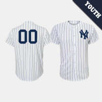 Youth New York Yankees Custom #00 White Navy Replica Home Jersey