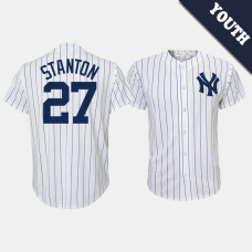 Youth New York Yankees Giancarlo Stanton #27 White Cool Base Majestic Home Official Jersey Youth New York Yankees Giancarlo Stanton #27 White Cool Base Majestic Home Official Jersey