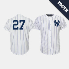Youth New York Yankees Giancarlo Stanton #27 White Navy Replica Home Jersey Youth New York Yankees Giancarlo Stanton #27 White Navy Replica Home Jersey
