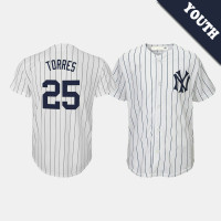 Youth New York Yankees #25 Gleyber Torres Cooperstown Collection Home White Jersey